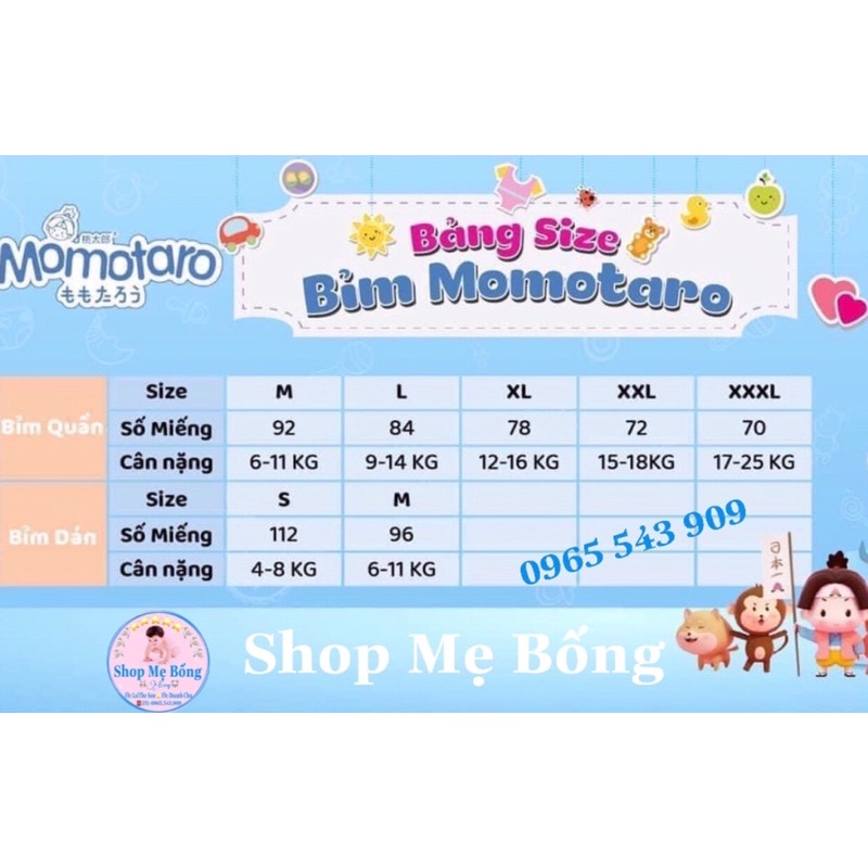 ❤Tã/Bỉm❤️Dán/Quần MOMO Diamond -MOMOTARO đủ Size S112-M96/M92-L84-XL78-XXL72-XXXL70
