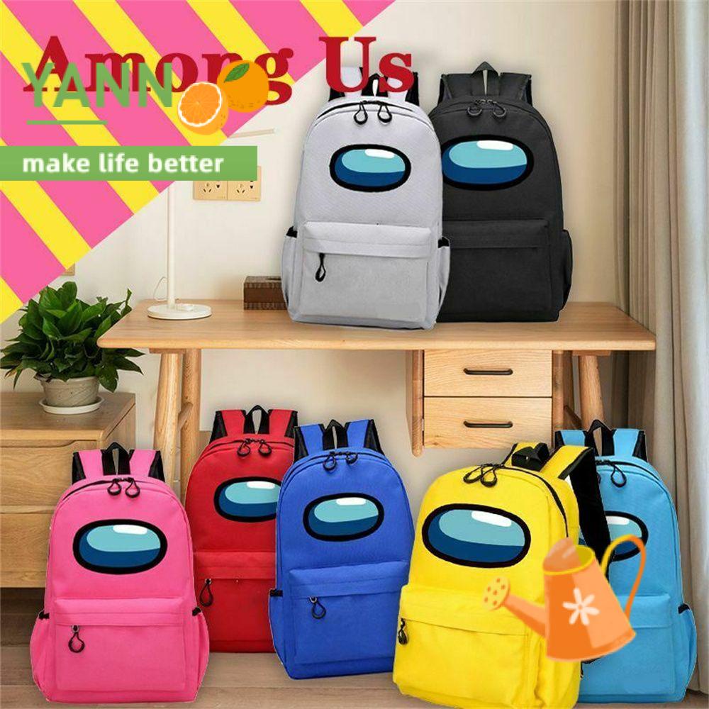 Ba Lô Canvas Màu Trơn Đa Năng In Họa Tiết Hoạt Hình Phong Cách Mỹ Thời Trang Cho Nam Và Nữ