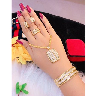 Bộ Trang Sức Sang Chảnh Hình Vuông đính đá Đẹp Mắt