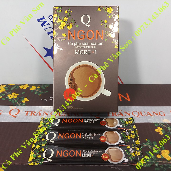 Thùng cà phê sữa Ngon Trần Quang 10 hộp giấy 400g (20 gói dài * 20g) mẫu xuân 2022