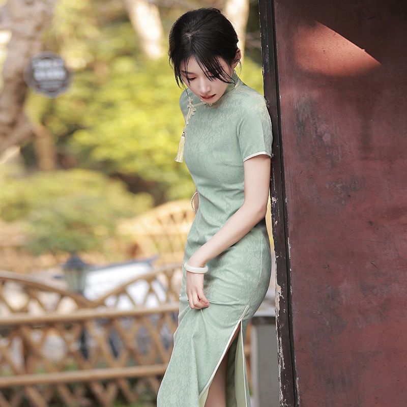 Đầm Sườn Xám Cách Tân Dáng Dài Phong Cách Retro Trung Hoa Cao Cấp