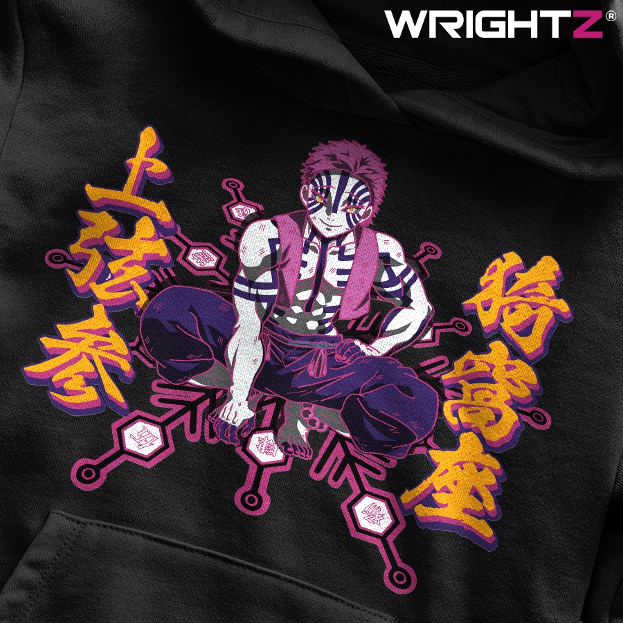 Áo hoodie Wrightz anime akaza thượng huyền tam demon slayer thanh gươm diệt quỷ over size