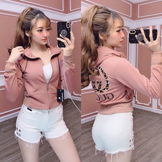 Áo Khoác chống nắng croptop lửng Thun da cá Cotton Cao Cấp Có Nón Siêu Hót Mẫu Mới