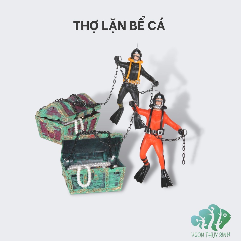 Thợ lặn tìm kho báu trang trí hồ cá