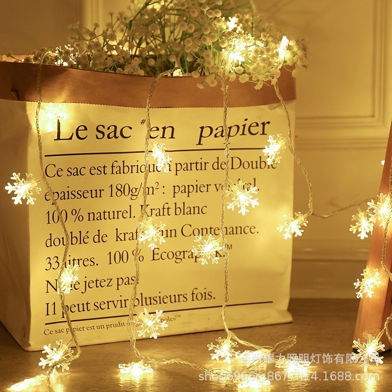 Đèn led dây 10m bông tuyết ánh vàng năng cắm điện siêu xink