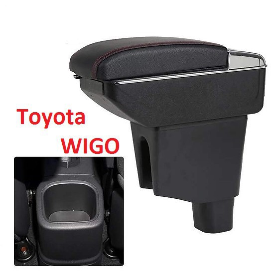 [GIÁ HỦY DIỆT] Tỳ tay Toyota WIGO NHỰA màu đen có 2 ngăn đựng và 7 cổng cắm usb tiện dụng Khôi Nguyên Auto