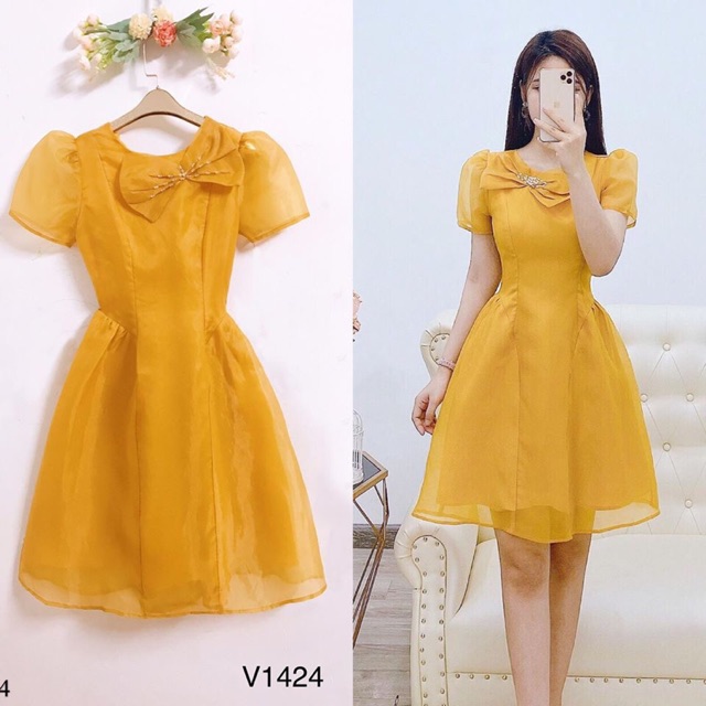 Lịch sử giá Váy vàng cổ nơ thiết kế cao cấp DVC cập nhật 5/2024 ...