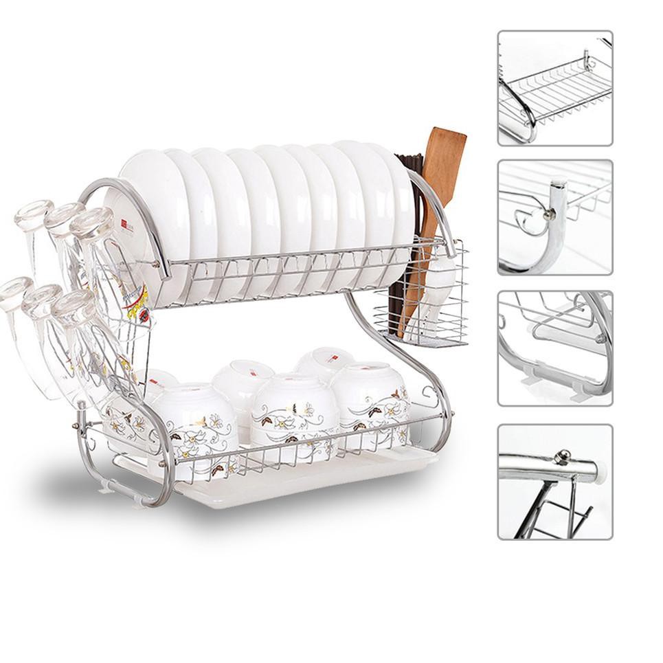 Giá Đỡ Đĩa 2 Tầng Bằng Thép Không Gỉ 6.6 Dreamhome Chất Lượng Cao | BigBuy360 - bigbuy360.vn
