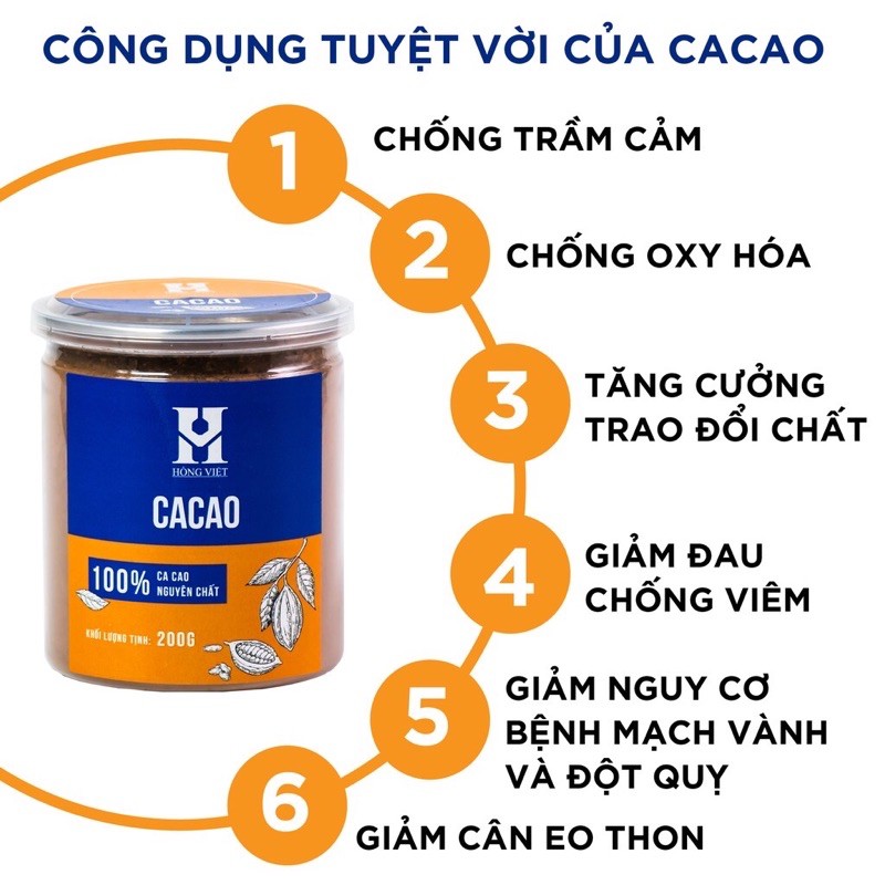 Bột Cacao Nguyên chất 100%, 200gr cacao sạch Đăk Lăk