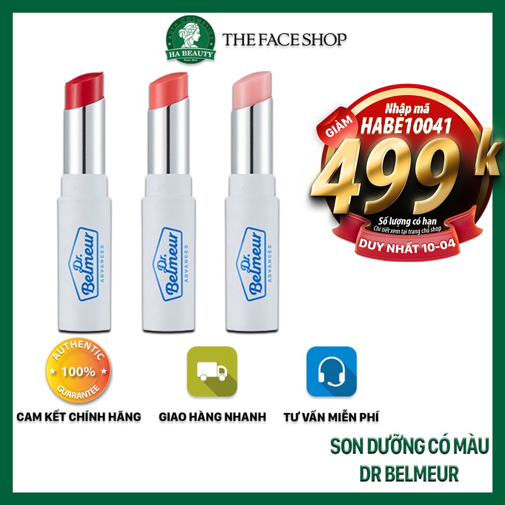 Son dưỡng môi có màu siêu mềm môi dưỡng ẩm hồng hào căng mướt The Face Shop Dr Belmeur Advanced Cica Touch Lip Balm 5.5g