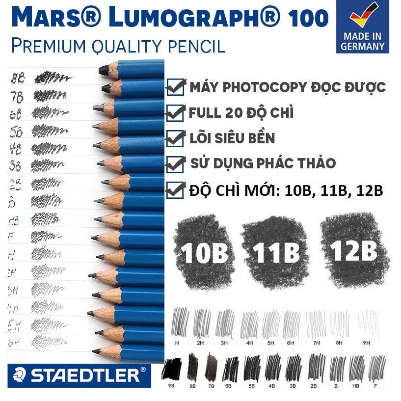 [Mã BMINCU50 giảm 50K đơn 250K] Bút Chì phác thảo kỹ thuật STAEDTLER Mars® Lumograph 100