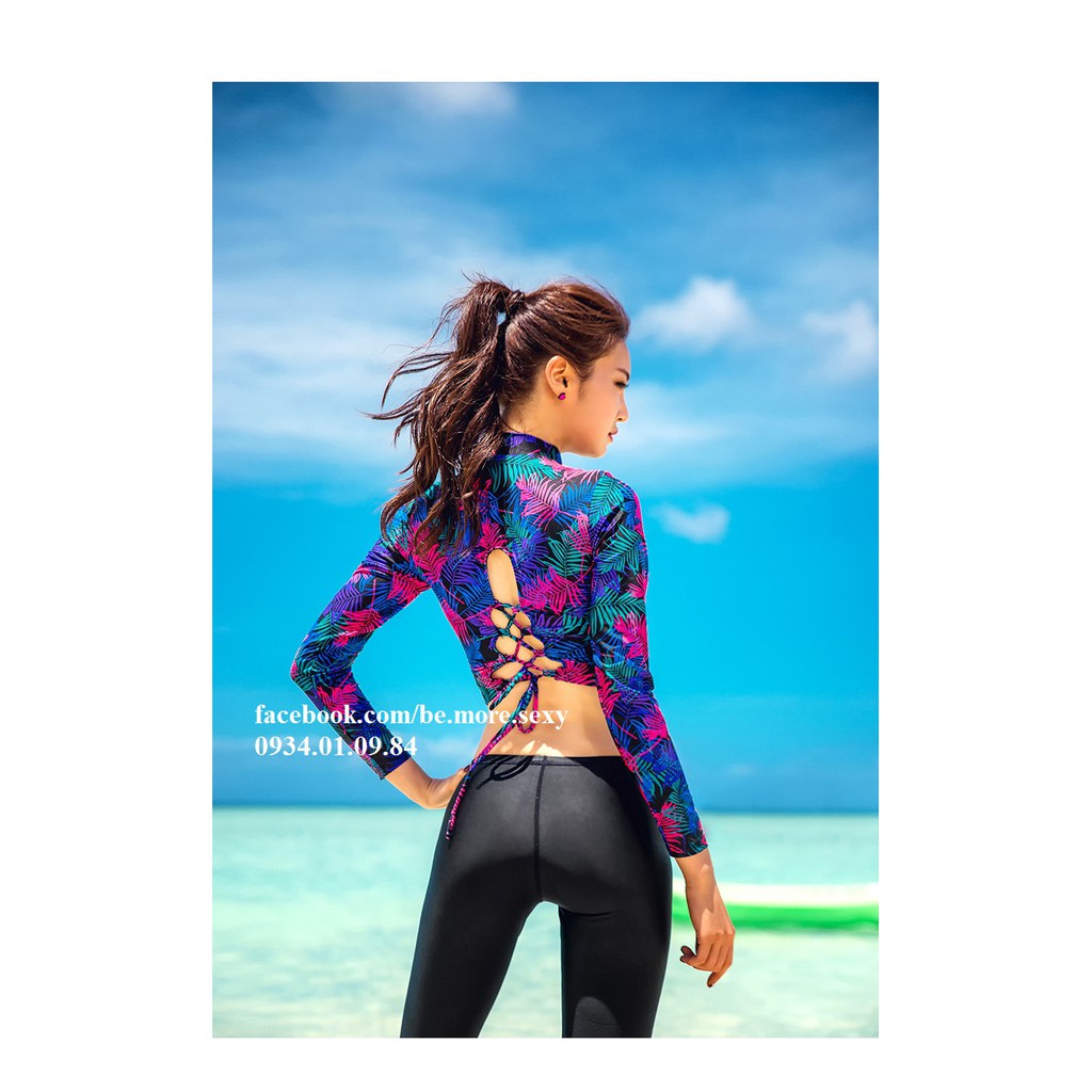 Đồ bơi dài tay Hàn Quốc crotop hoa quần dài | BigBuy360 - bigbuy360.vn