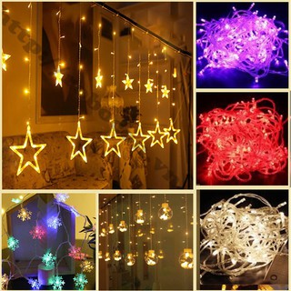 Chuyên sỉ Đèn thả mành ngôi sao | đèn nháy led bóng kim| hoa tuyết| Bóng tròn pha lê