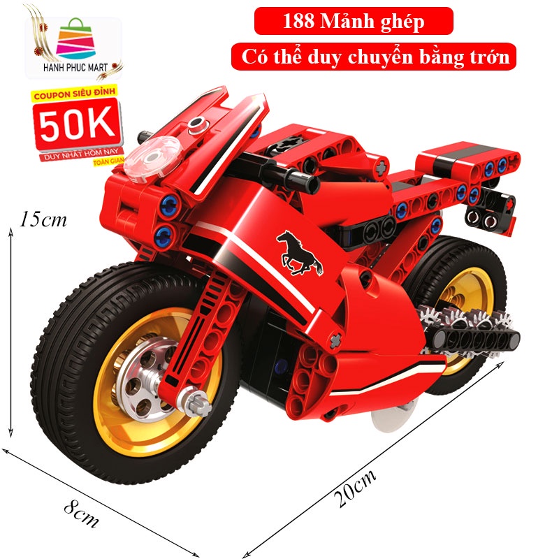 Đồ chơi lắp ráp xe moto phân khối lớn có thể chạy bằng trớn nhiều màu sắc chất liệu nhựa ABS cao cấp