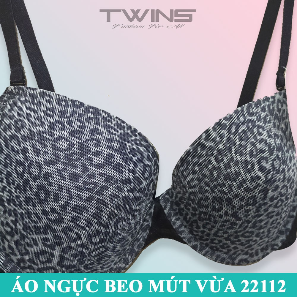 Áo ngực có gọng nâng ngực hình da beo xám mút ép vừa cúp xéo size 34-36-38 (22112)