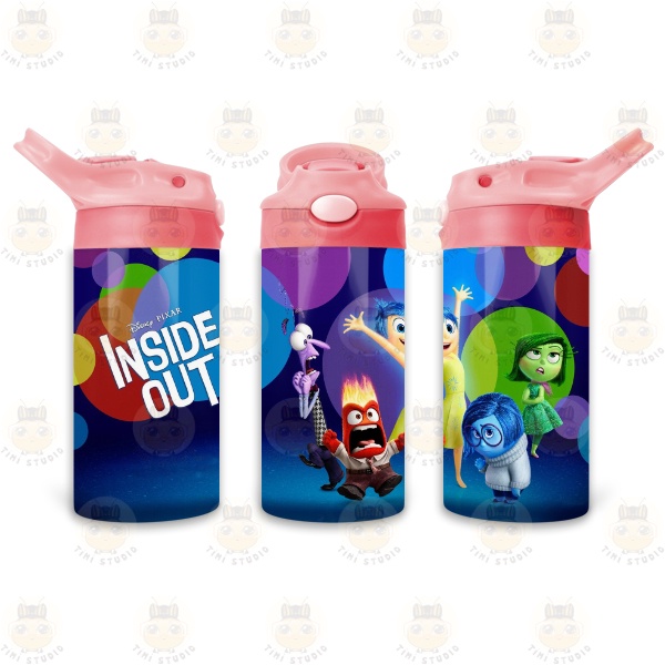 Bình Uống Nước Giữ Nhiệt Cho Bé Có Ống Hút Hình Những Mảnh Ghép Cảm Xúc - Tỉ Mỉ Studio - Mã 2808KT03