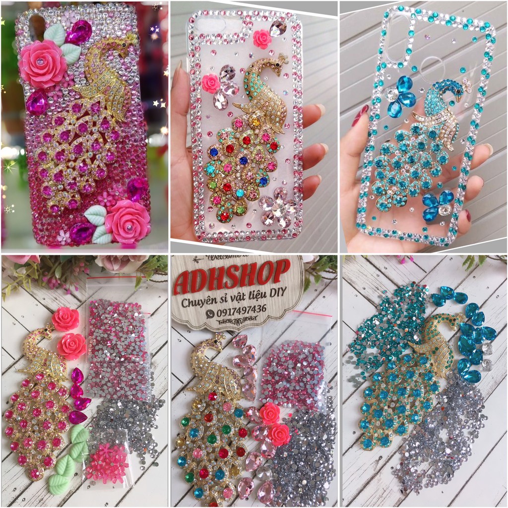 Set Trang Trí Ốp Lưng Mẫu Chim Công