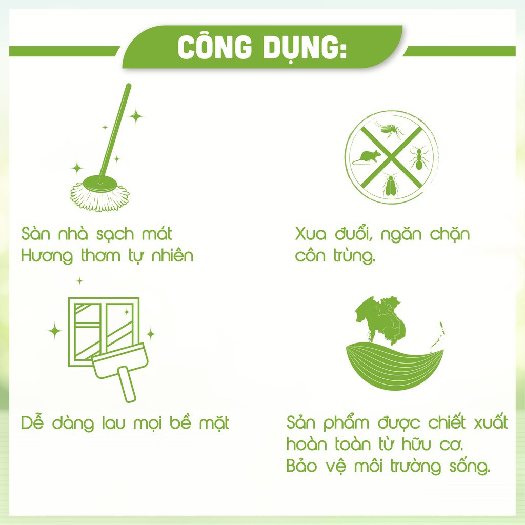 Nước lau nhà hữu cơ hương Quế An An, lau sàn đuổi muỗi và côn trùng chai 1000ml
