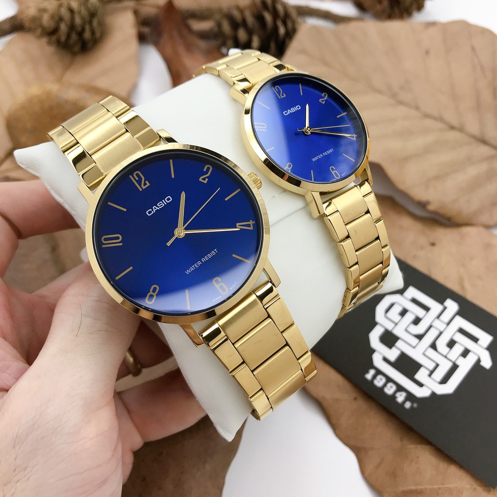 Đồng hồ cặp Casio MTP-VT01G-2B2 / LTP-VT01G-2B dây thép không gỉ, chống nước, hàng chính hãng