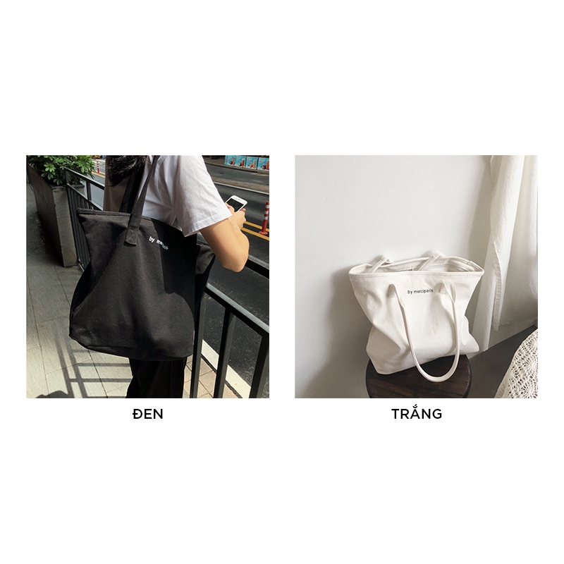 Túi tote vải canvas đéo chéo đi học phong cách hàn quốc LOTSTORE TX52