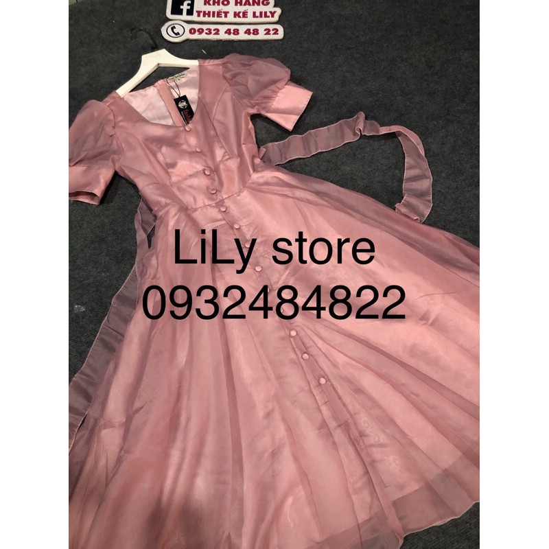 ĐẦM XOÈ TAY PHỒNG ĐÍNH NÚT BỌC ( ảnh thật 1000% )