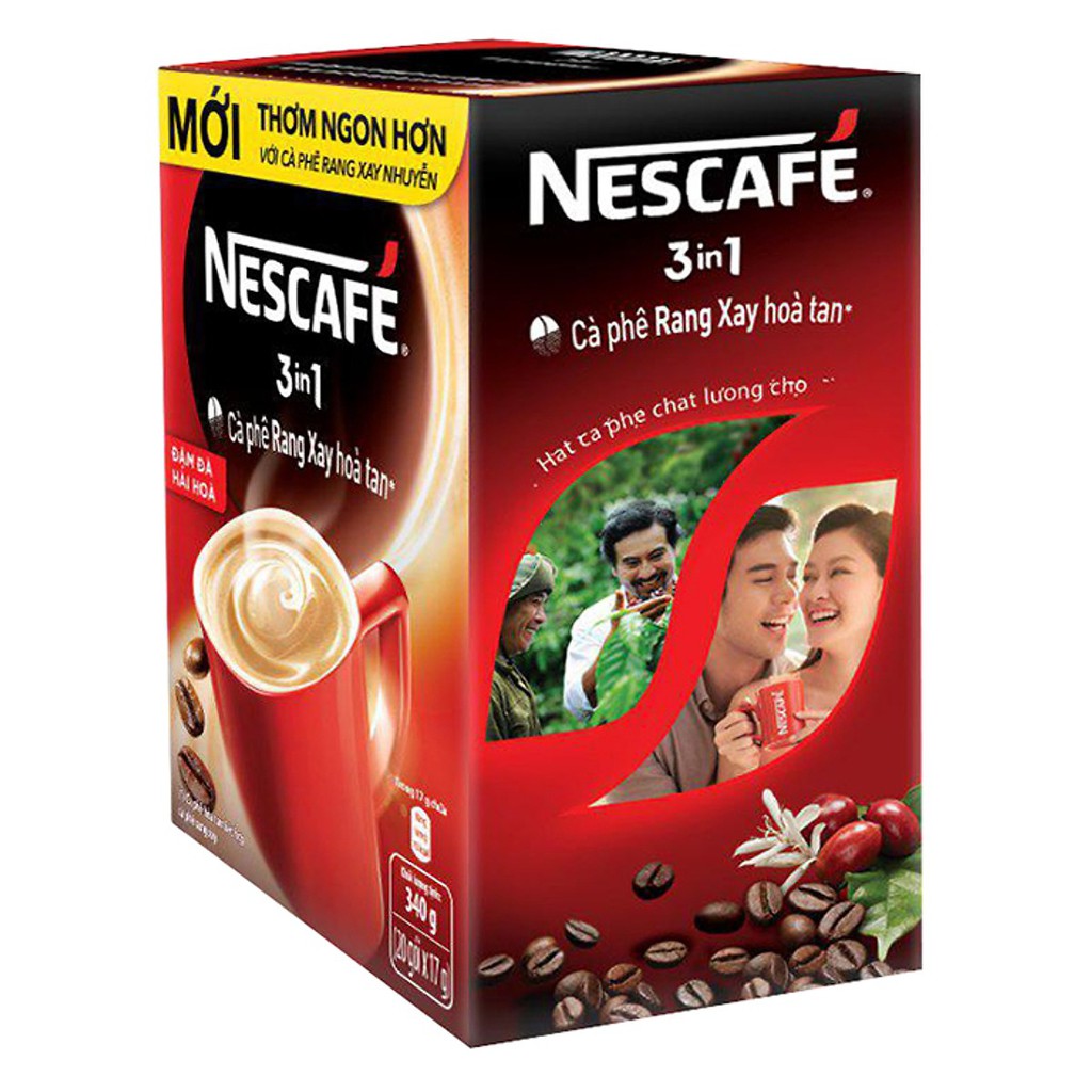 Cà Phê Hòa Tan 3 Trong 1 Nescafé 20 Gói/ hộp X 17GR