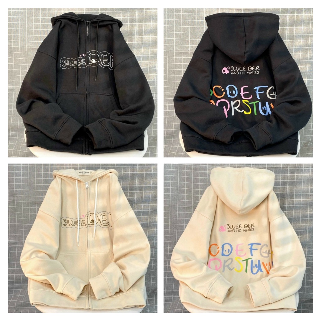 Áo Khoác Hoodie & Sweater Nam Nữ Họa Tiết Chữ SWEE DER Phối Chữ Nổi Chất Nỉ Mềm Mịn Form Dưới 70kg Có Nón 2 Lớp Chống Nắ