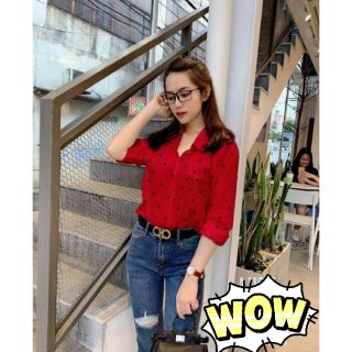 Áo sơ mi nữ chấm bi