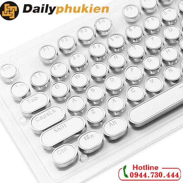 Bộ Keycap Tròn Bọc Viền Bạc Siêu Đẹp dành cho bàn phím cơ, keycap máy đánh chữ