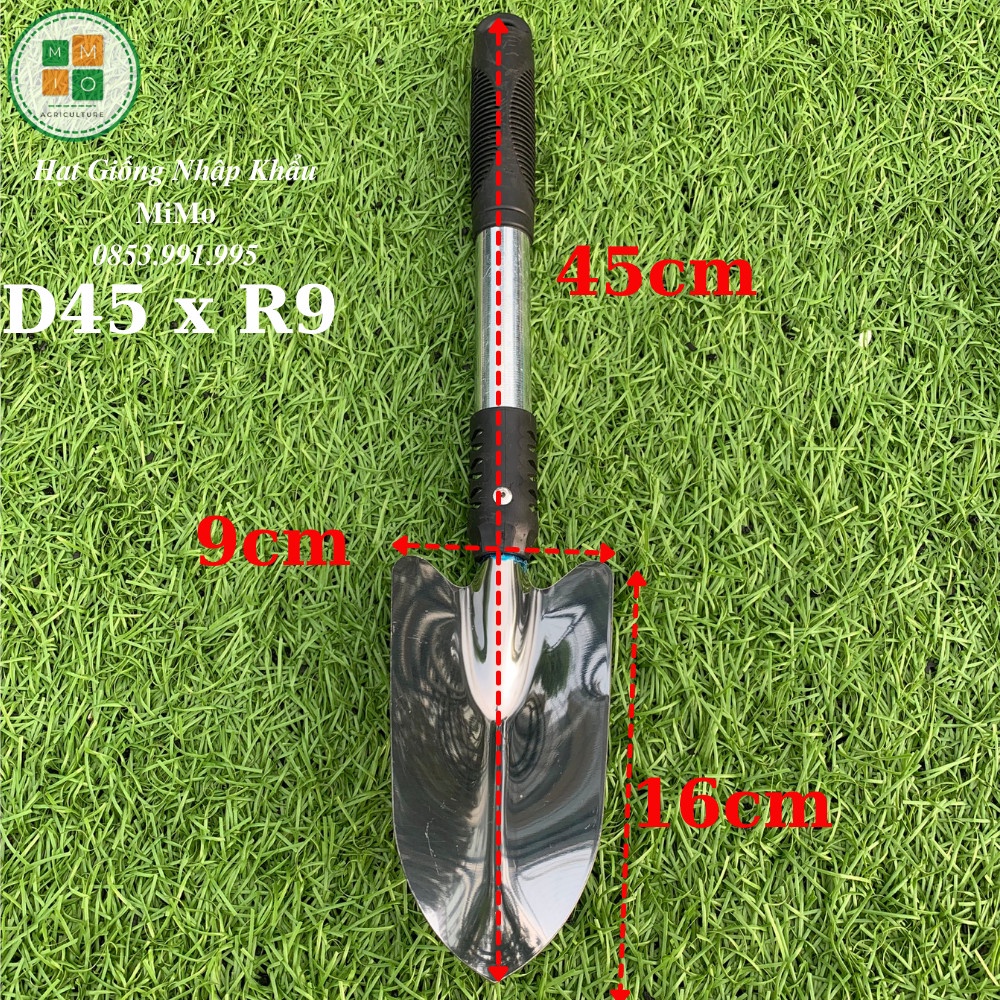 Xẻng làm vườn D45 x R9 cỡ lớn, dụng cụ trồng cây - Thép không gỉ cao cấp (siêu bền, đẹp, chắc chắn)