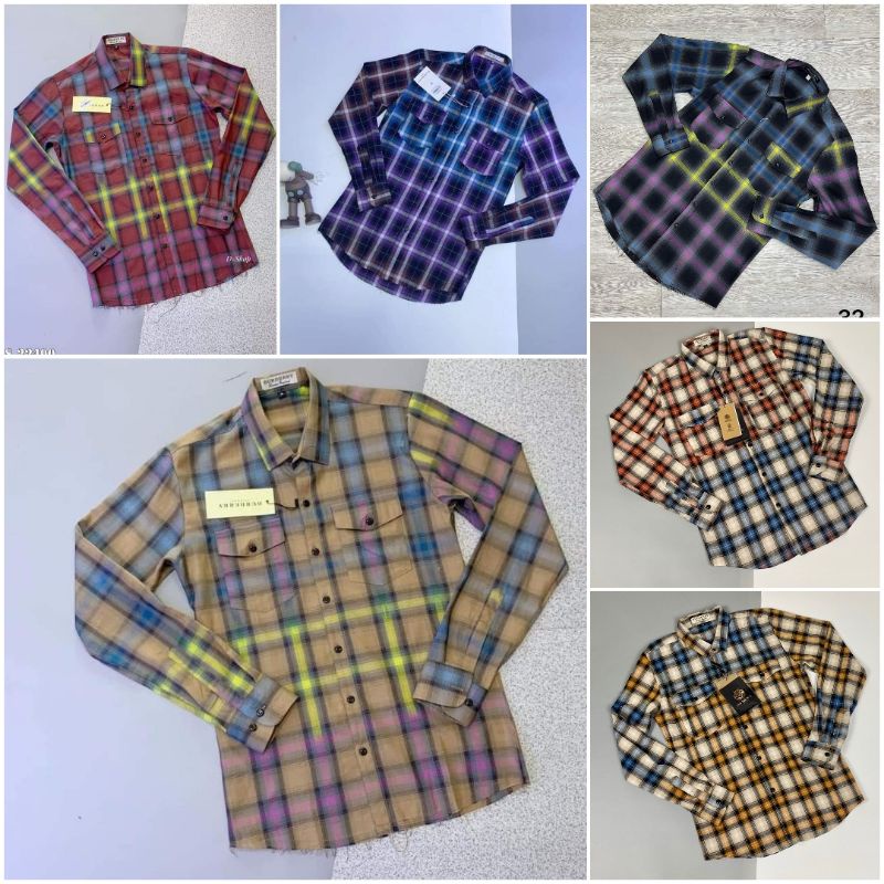 Áo sơ mi nam bbr loang màu dài tay rách gấu , chất liệu cotton không phai màu không xù lông