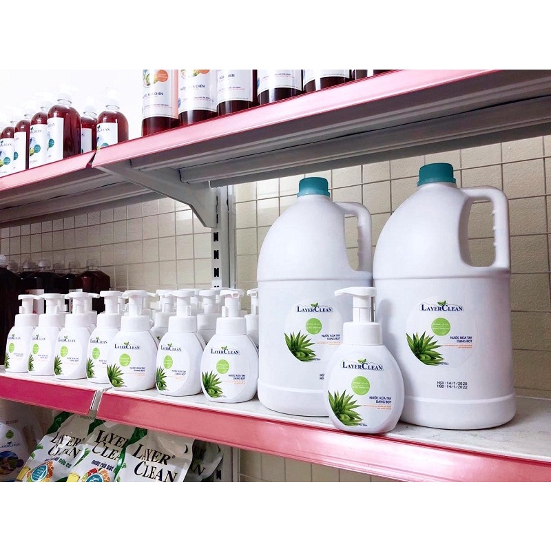 Nước rửa tay Hữu cơ LayerClean - Dạng bọt, Hương Lô hội, Sạch nhanh, Sát khuẩn, Bảo vệ da tay
