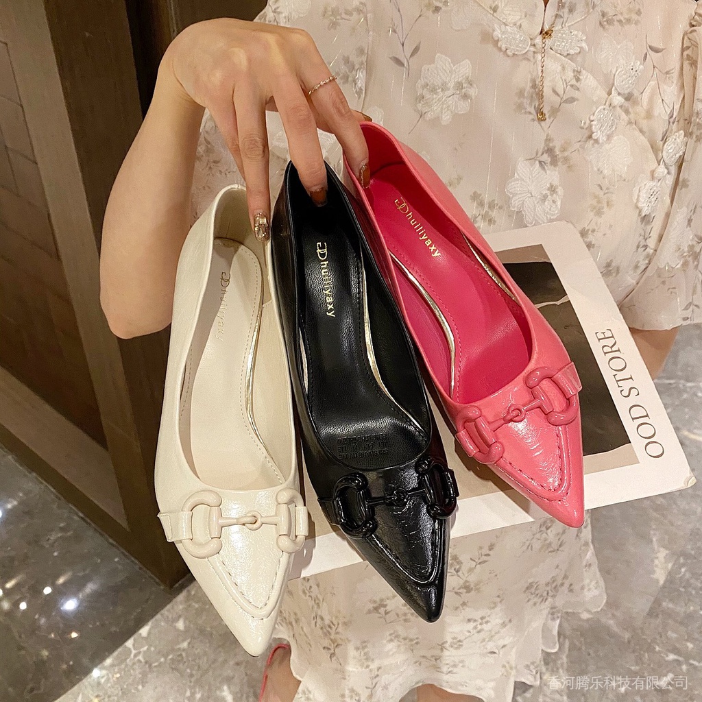 European station 2022 summer New genuine leather pointed stiletto low-cut slip-on shoes women's comfortable women's shoes fashion sGzq