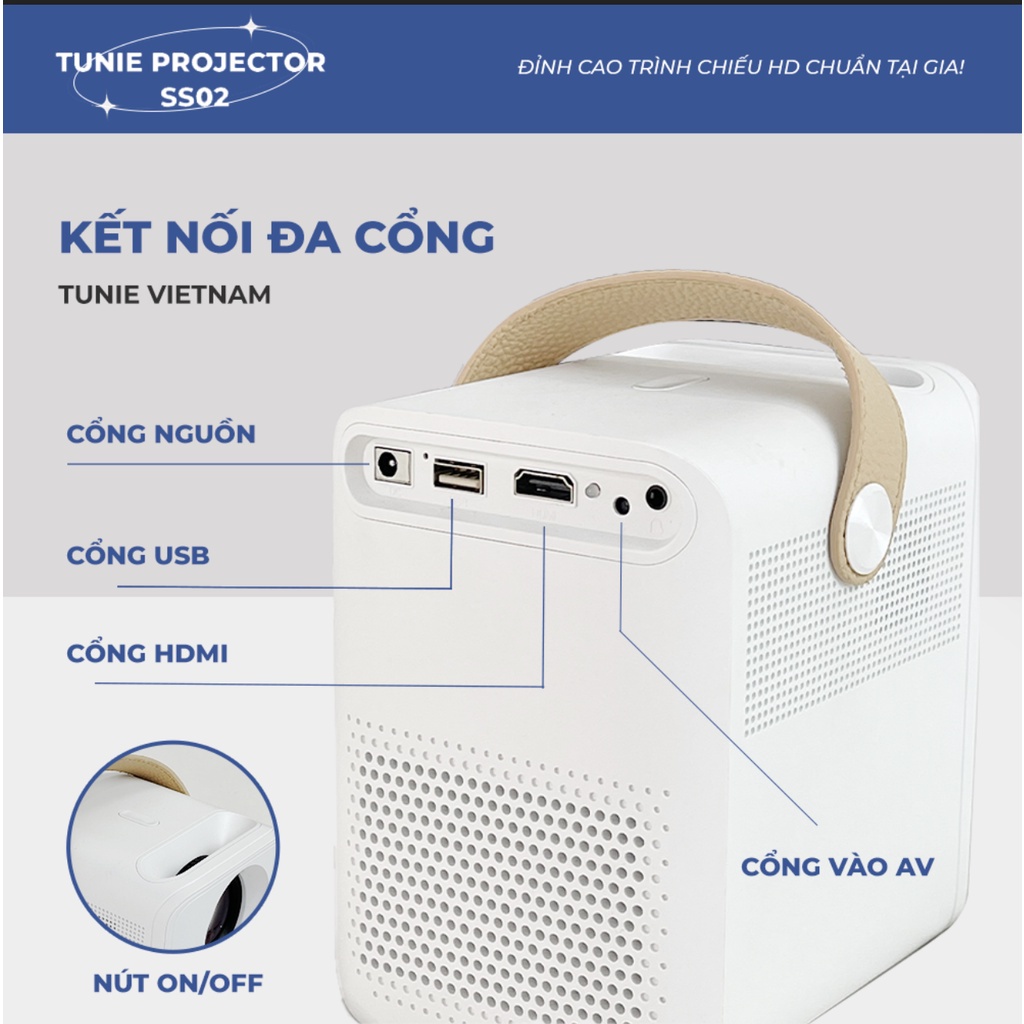 W▤✗☁Máy chiếu mini Tunie Projector SS02 Full HD 1080p