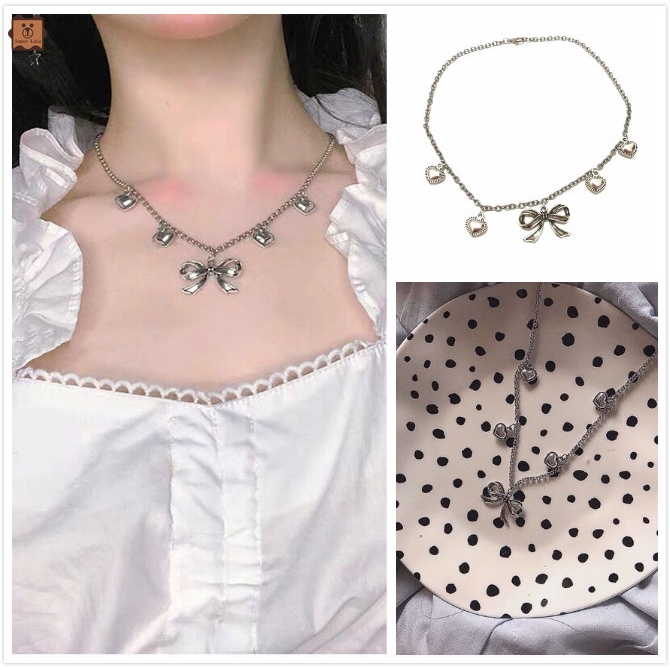 Dây Chuyền Choker Mặt Hình Nơ Xinh Xắn Cho Nữ