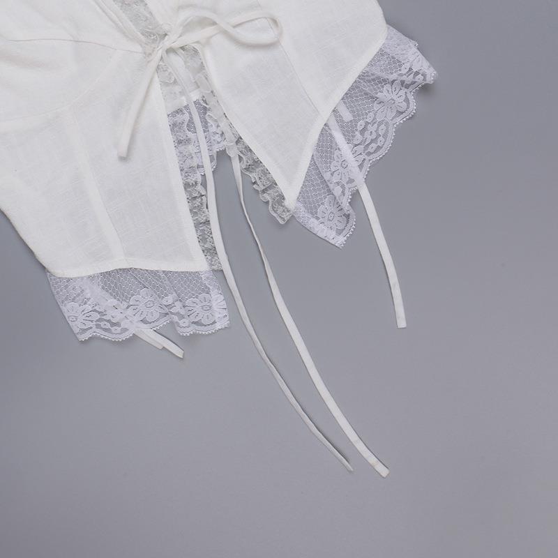 Áo Tank Top Hai Dây Cổ Chữ V Hở Lưng Phối Ren Thời Trang Cho Nữ