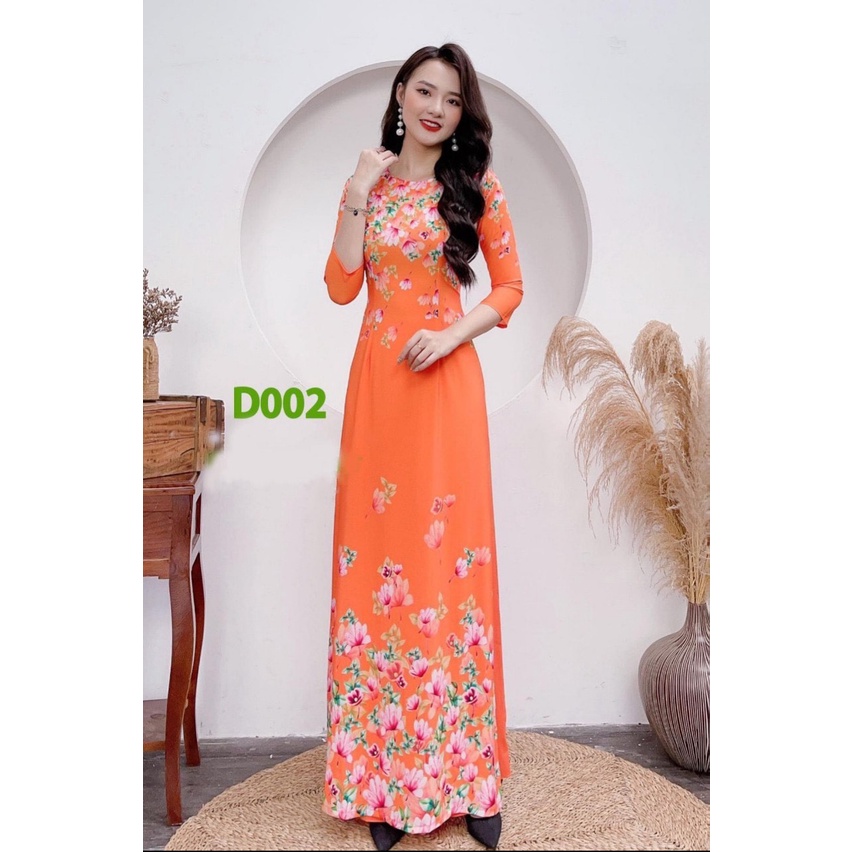 ÁO DÀI MAY SẴN HOA  6D XINH ĐỦ SIZE KÈM QUẦN