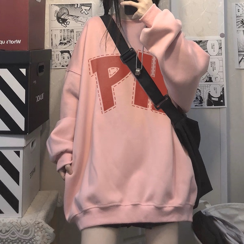 Áo Sweater Nỉ Bông Tay Suông Chữ PH Unisex