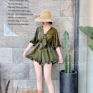 Jum đùi tay phồng thắt nơ ngực siêu hot