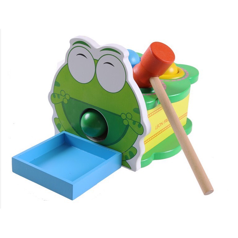 Bộ đồ chơi đập bóng Ếch bằng gỗ  - Quà 1/6 cho bé -  Đồ chơi gỗ Smart Baby dochoigo040