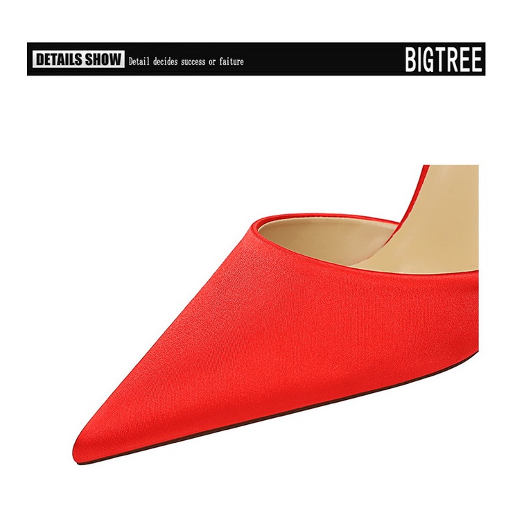 Giày cao gót BIGTREE 221-1 9.5cm bằng satin đính đá thời trang dành cho nữ