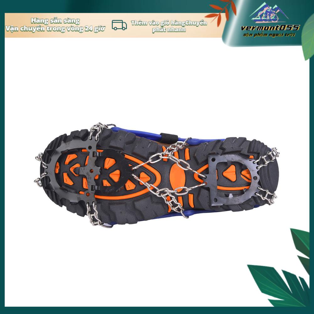 Vermont055 1 Pair Universal 14 Teeth Anti Slip Ice Cleat Shoe Grips Spikes Cleats Crampons for Hiking Climbing
