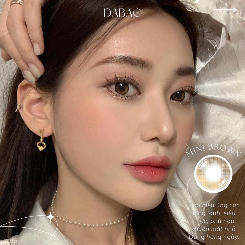 HANOIAN MINI hãng DABAE lens ombre xanh tự nhiên long lanh Sillicone Hydrogel có độ cận lệch