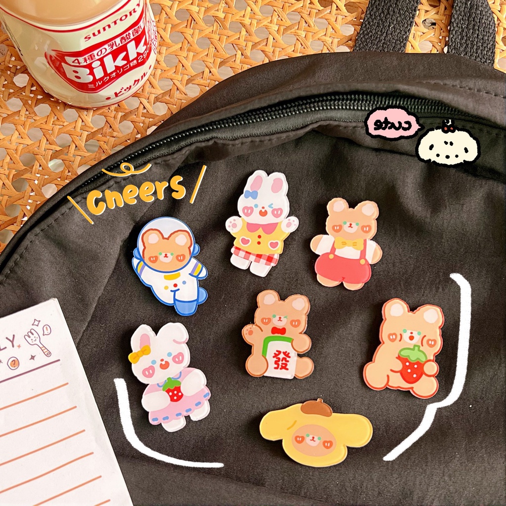 Ghim cài trang trí balo áo túi sticker hoạt hình nhiểu kiểu dễ thương cực xinh K03