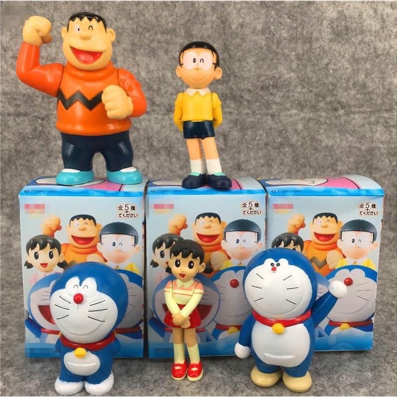 Set mô hình Mèo ú Doraemon Đô rê Mon mèo máy 5 nhân vật