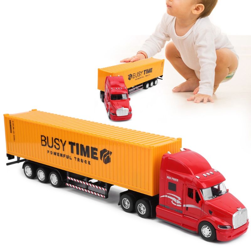 Đồ chơi xe container đầu hợp kim tỉ lệ 1:48 có âm thanh đèn