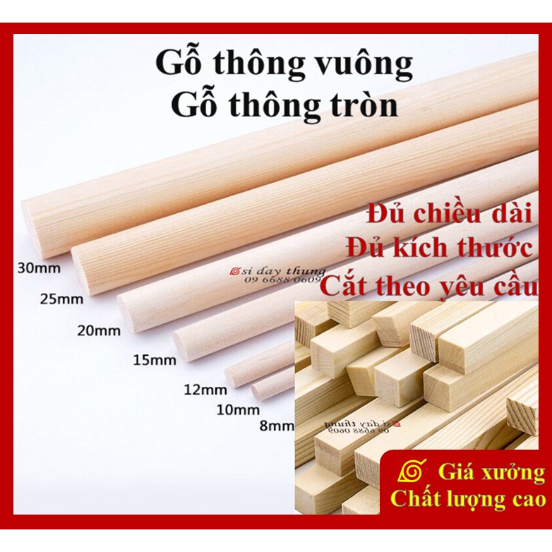 Thanh gỗ tròn, thanh gỗ vuông, làm handmade, mô hình, decor, treo tường, macrame