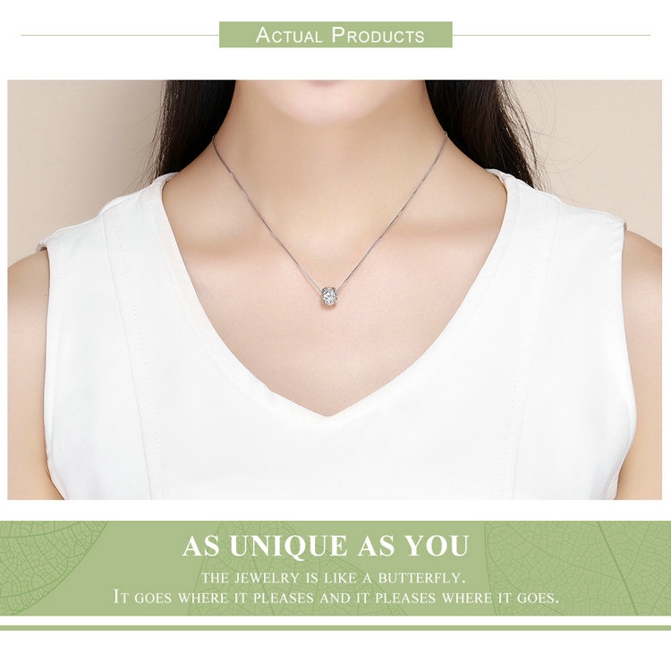 Hạt Bamoer SCC798 hình trái tim bằng bạc 925 đính đá CZ làm trang sức DIY cho nữ