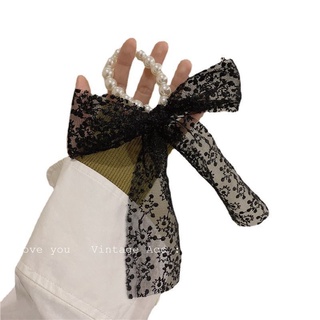 Dây Cột Tóc Phối Nơ Ren Dễ Thương Đơn Giản Cho Nữ