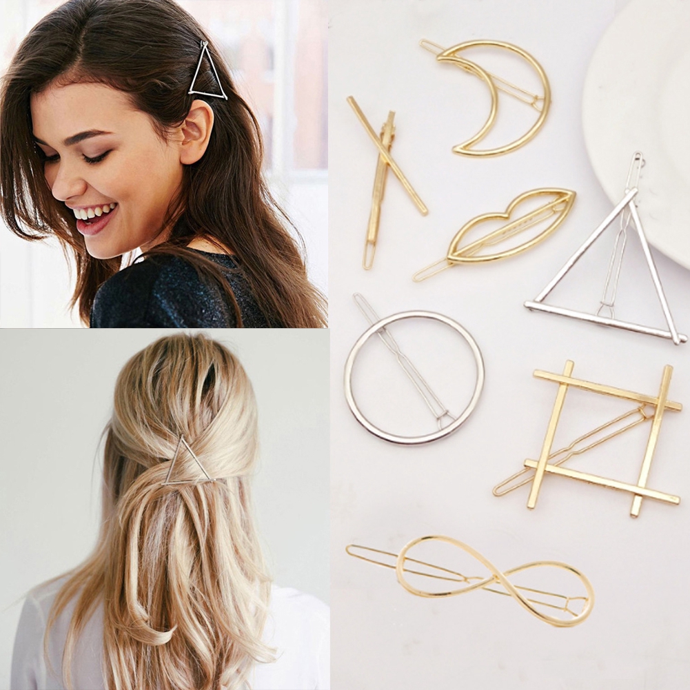 Kẹp Tóc Hình Học Bằng Kim Loại Nhiều Hình Dạng Thời Trang Cho Nữ